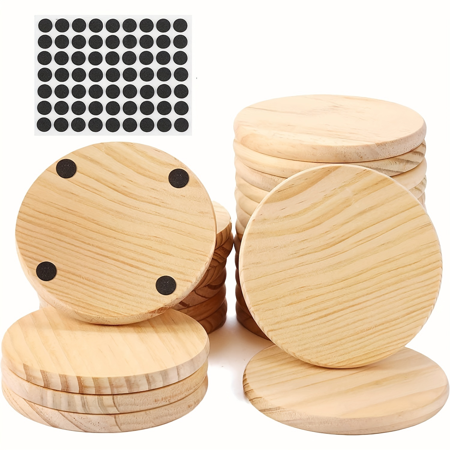  12 Pack Unfinished Wooden Coasters, Blank Wood Crafts