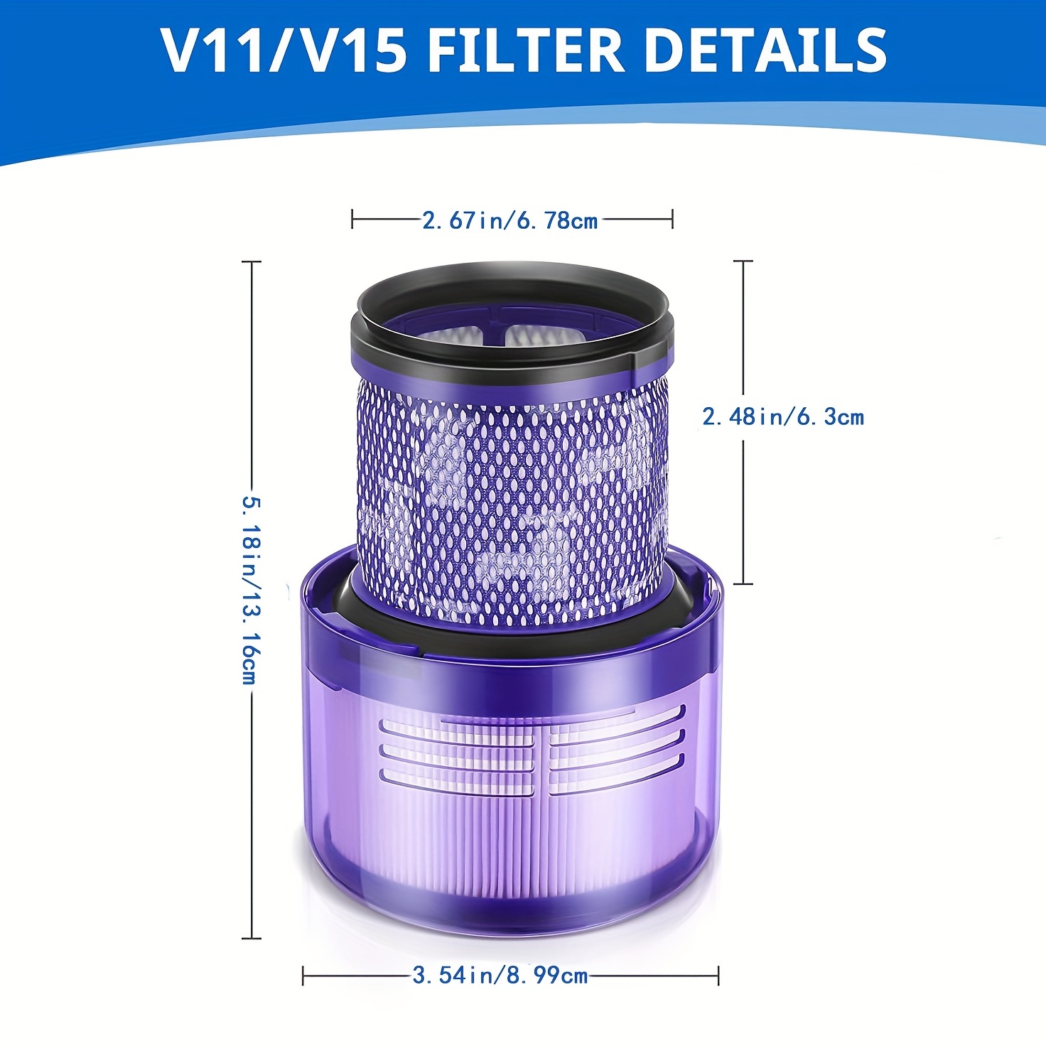 2 Pices De Rechange Pour Filtre Vide Compatibles avec L'aspirateur Sans Fil  Dyson V11 Torque Drive V11 Animal V15, Par Rapport La Pice 970013-02