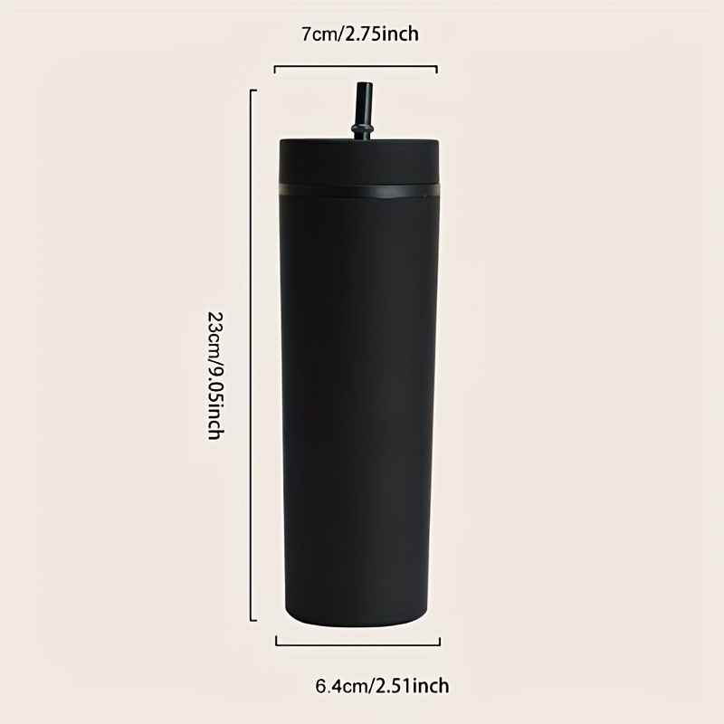 Large Capacity Skinny Water Bottle Double Plastic Straw Cup - Temu