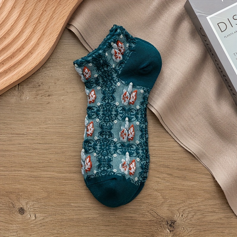 Floral Printed Texture Crew Socks – Movint New York