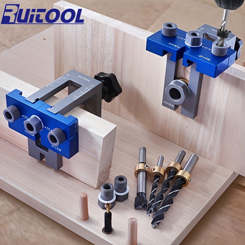 

7-piece Dowel Jig Kit: Get Professional-level Woodworking Results With 8/10/15mm Drill Bits!