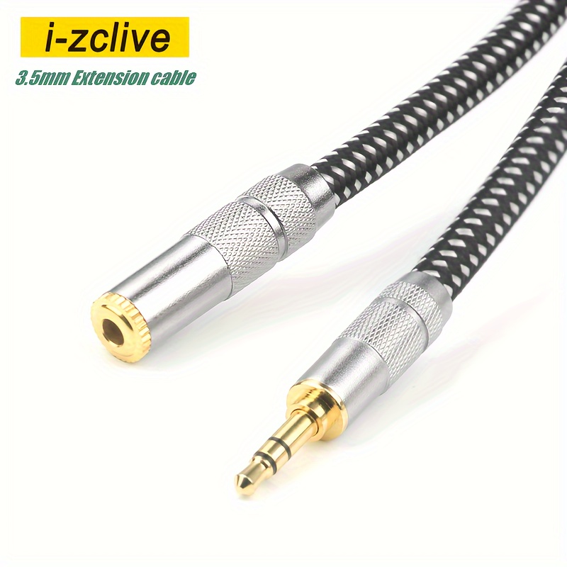 Cable auxiliar de 3 pies, cable de audio de 0.138 in macho a macho estéreo  de alta fidelidad de nailon trenzado aux a aux 1/8 cable para auriculares