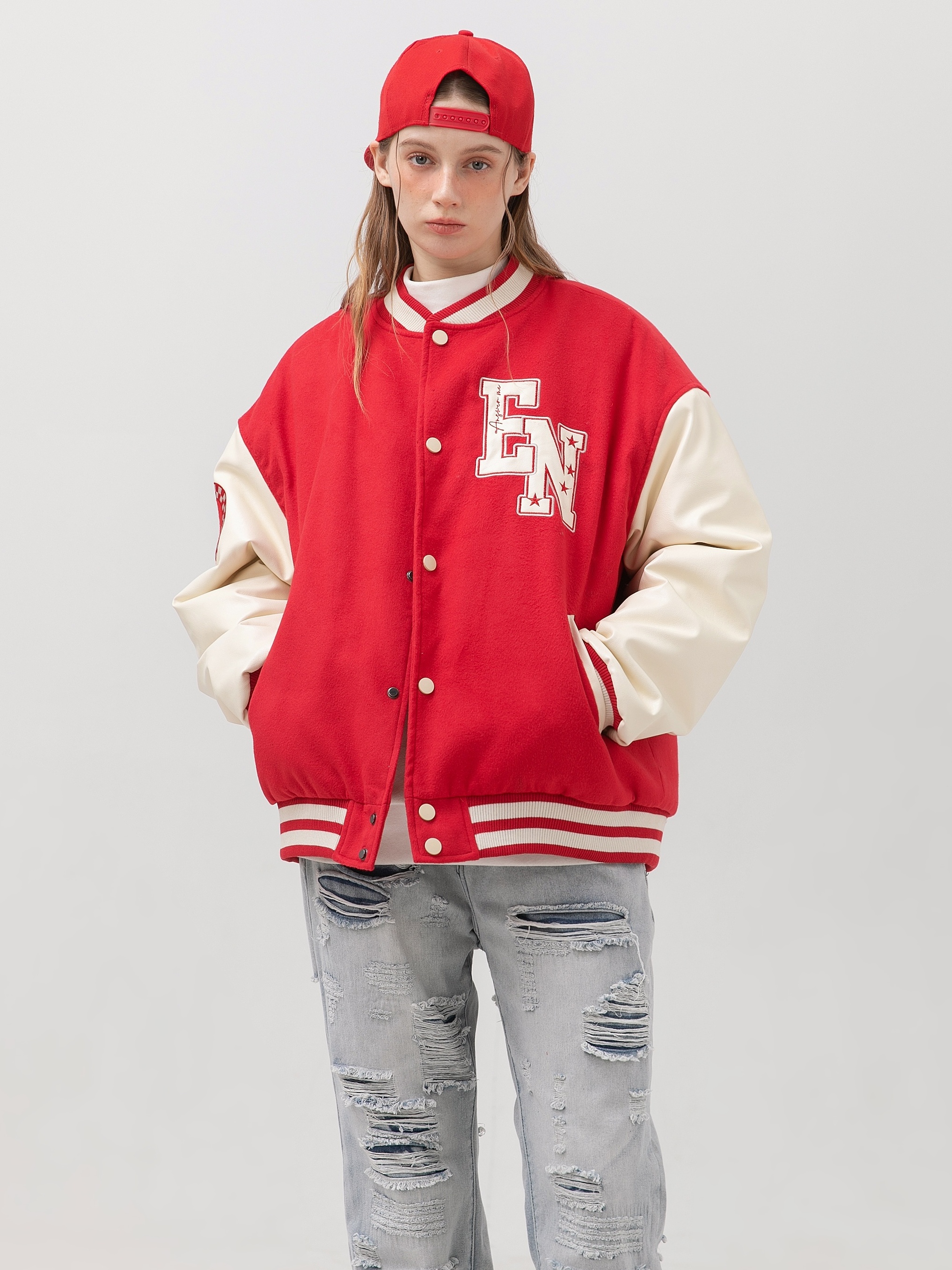 Varsity Letterman Jacket, Letter Print Button Up Jacket, Women's Casual  Streetwear, Women's Clothing - Temu Philippines