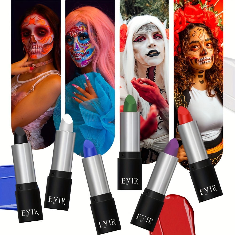 Rouge à Lèvres Fluorescent pour ix, Noir, Brille, Visage, Corps, Peinture,  Marqueur de Maquillage, Costume d'Halloween