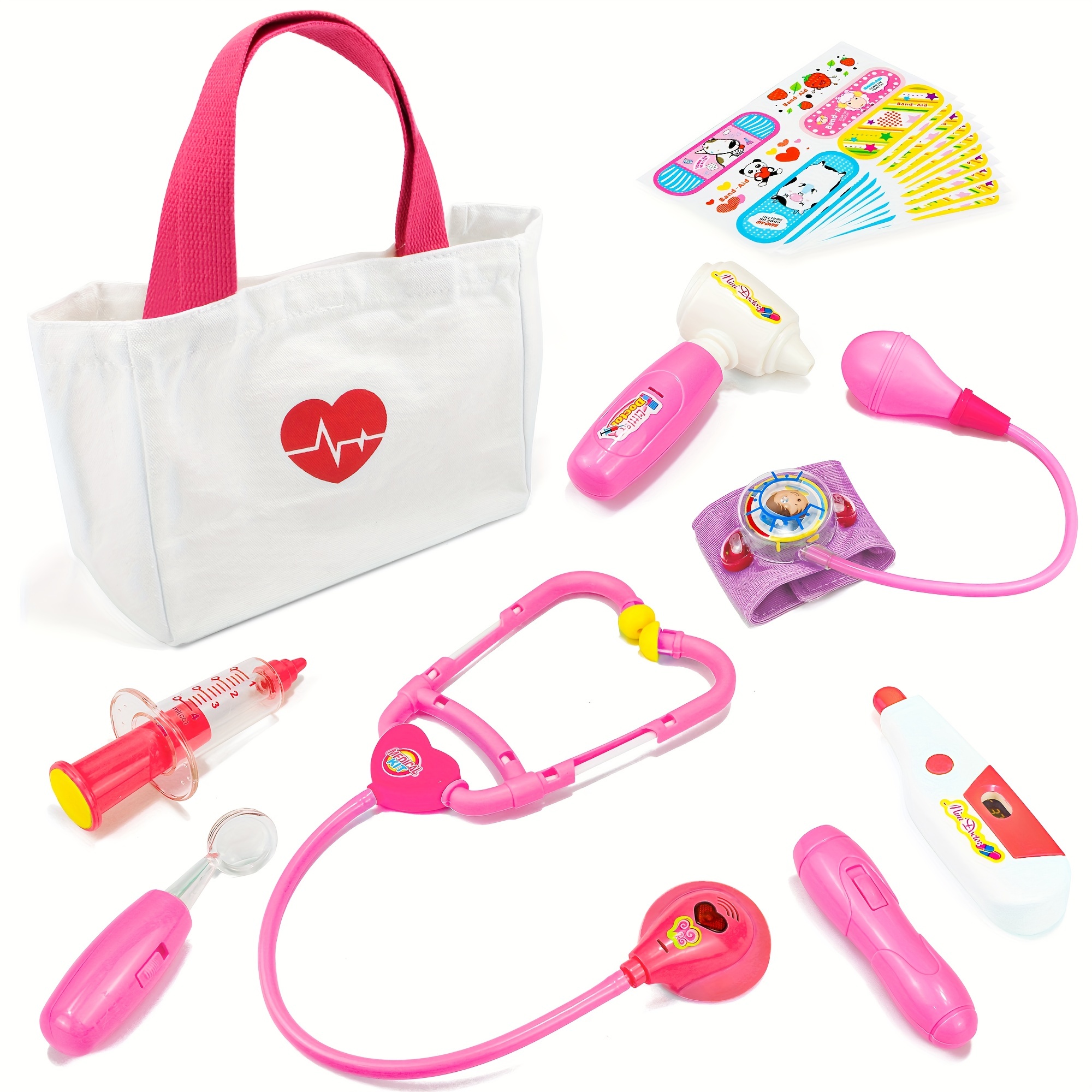Kit médico para niños pequeños de 3 a 5 años – Kit médico de juego de  simulación preescolar con estetoscopio, manguito de presión arterial y  bolsa de