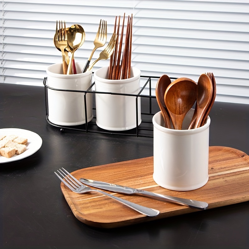 Organize Your Kitchen with a Stylish Rustic Ceramic Flatware Caddy – Mad  About Pottery