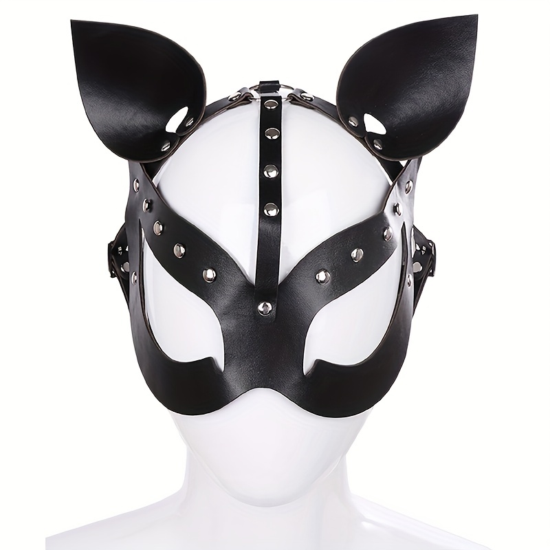 MASQUE VISAGE - ACCESSOIRE DEGUISEMENT VISAGEStyle 4--masque facial de  Cosplay'halloween pour femmes, masques de chat en cuir PU, ma