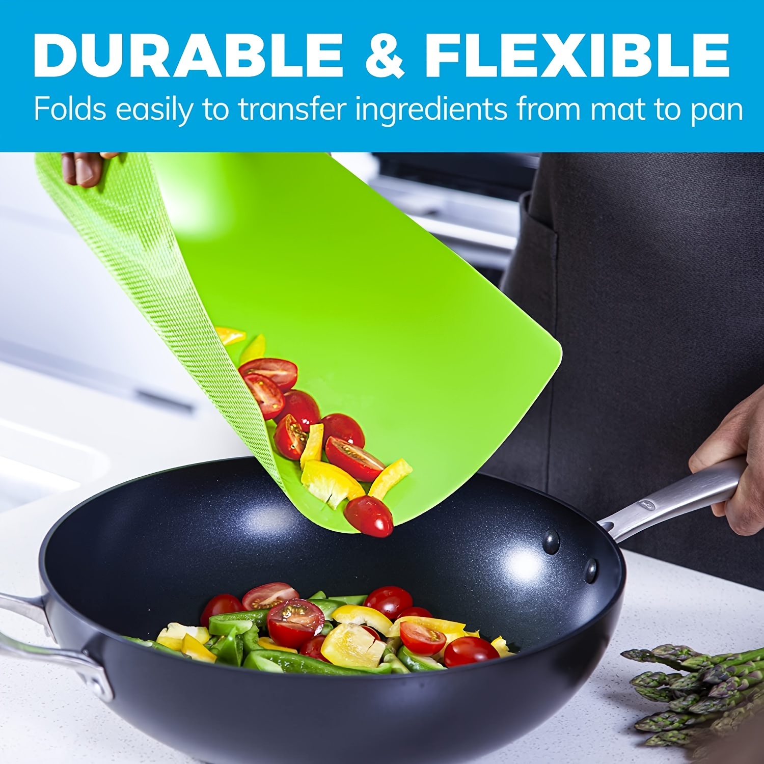 Flexible Plastic Colored Cutting Board Mats with Food Icons - Anti