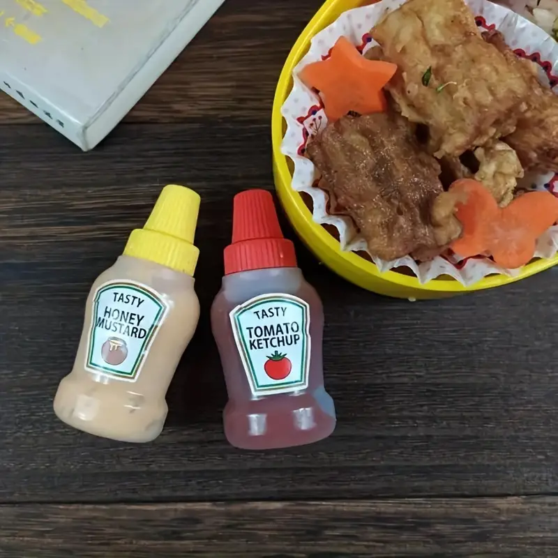 WXOIEOD 4 Pieces Mini Ketchup Bottle for Bento Box Accessories, 25ml  Condiment Squeeze Bottles Empty Plastic Salad Dressing Container Tomato  Ketchup