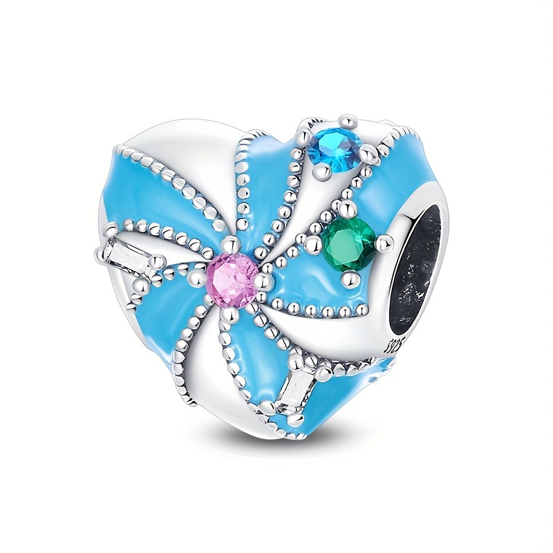 925 Sterling Silver Creative Heart Charm Bead for DIY Jewellery Making