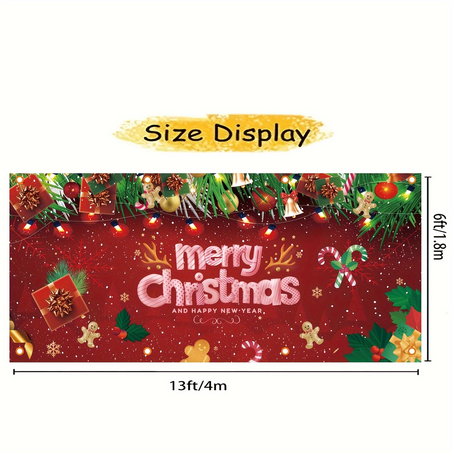 Bannière de porte de garage de Noël - 2,1 x 4,9 m - Activée par les UV