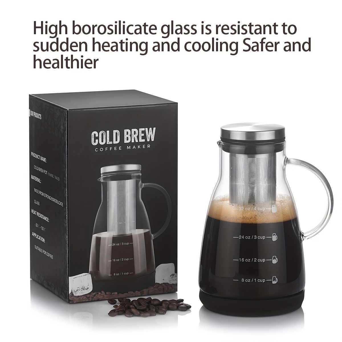 1pc Cold Brew Coffee Maker & Tea Brewing Glass Carafe Set For Home, With  Dripper And Filter, Iced Coffee Pot
