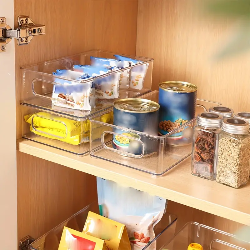 Plastic Kitchen Pantry Cabinet Clear Organizing Bins With - Temu