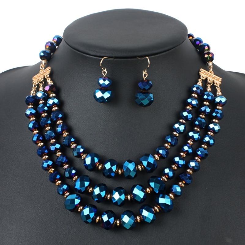 3pcs Earrings Plus Necklace Set Evening Party Decor Birthday Gift