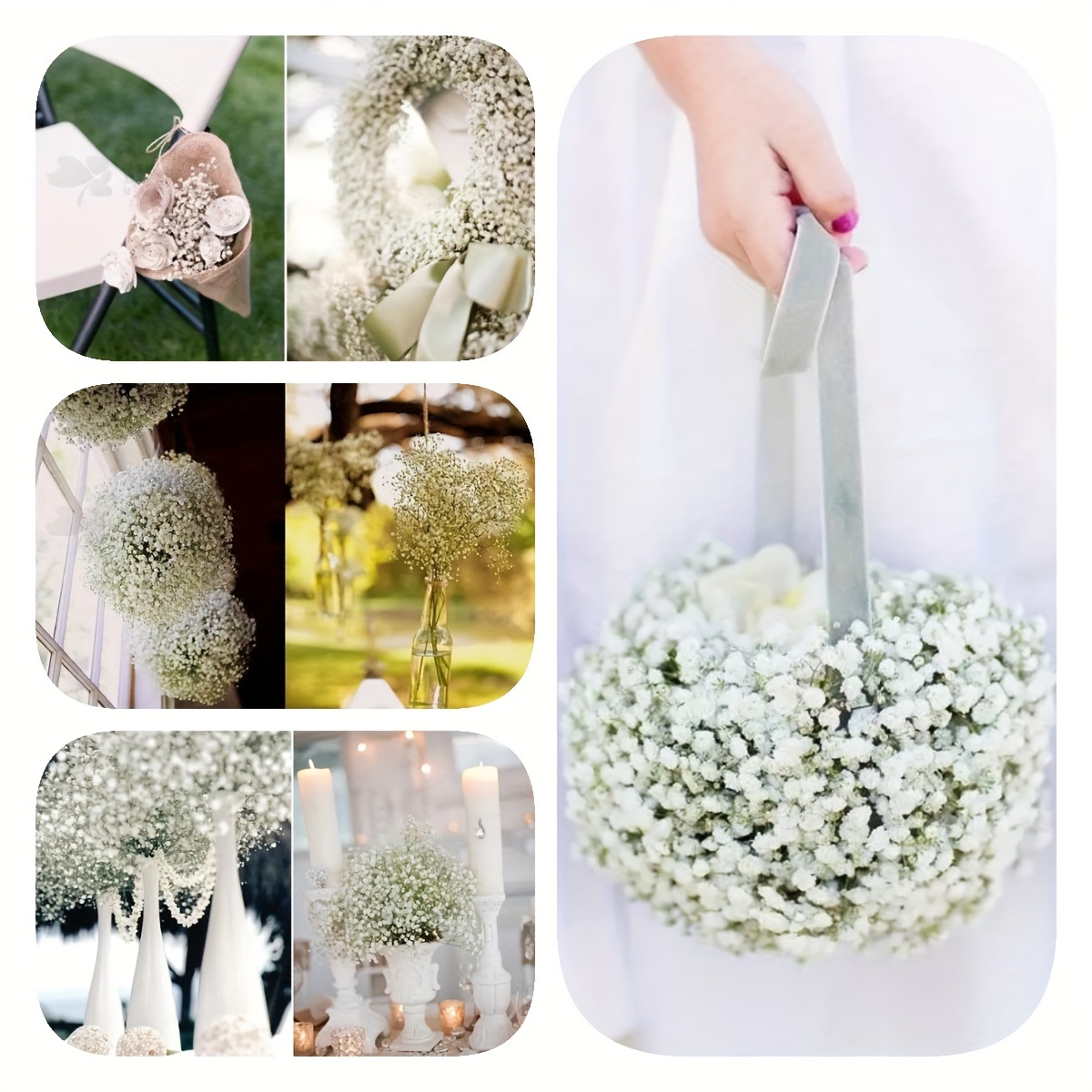 Dried Babys Breath Flowers Bouquet-17 Inch 2500+ Ivory Red Dried Flowers,  Natural Dry Flowers for Wedding Flowers, Table Vase Decor, DIY Wreath