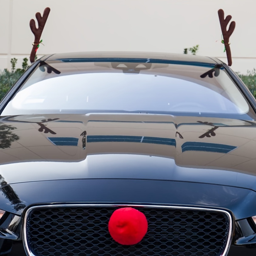 Yaasier Lot de 2 décorations de Noël pour voiture de renne de Noël avec  bois et