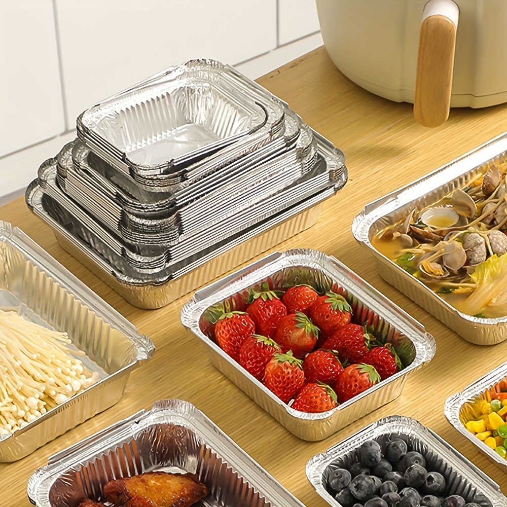Aluminium Foil Food Containers With Lids Takeaway Home Catering Disposable  Bake 
