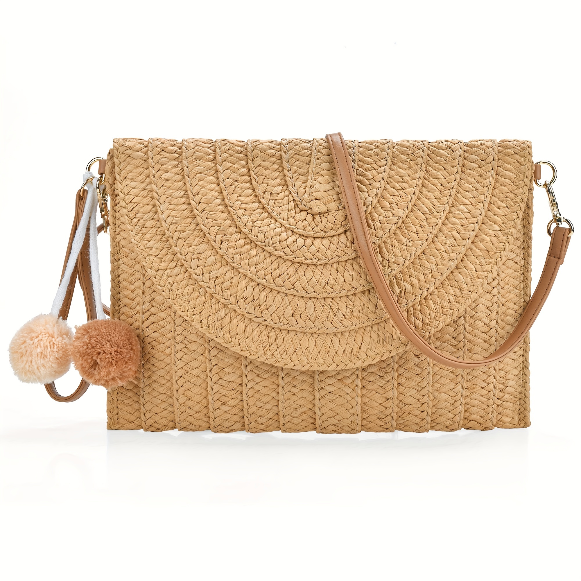 

Straw Shoulder Bag For Women, Woven Purse, Summer Beach Envelope Clutch Straws Wallet
