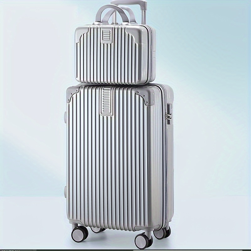 Solid Color Luggage Case Set : Portable Square Hardside Handbag & Large  Capacity Hardside Travel Suitcase With Password - Temu