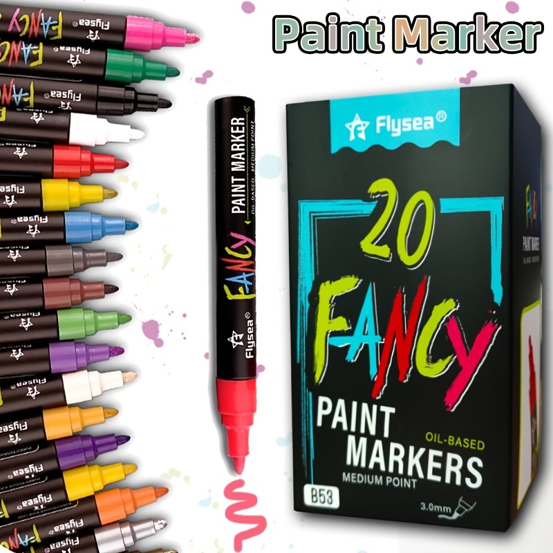 20 Color Paint Marker Pens Set Hand-Painted Graffiti Ceramic Stone