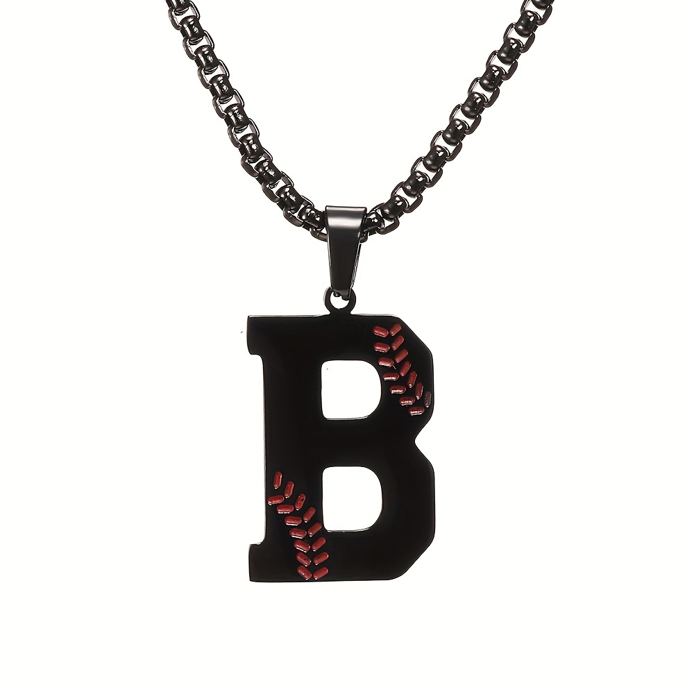 Baseball Initial Necklaces A z Men Women titanium Baseball - Temu