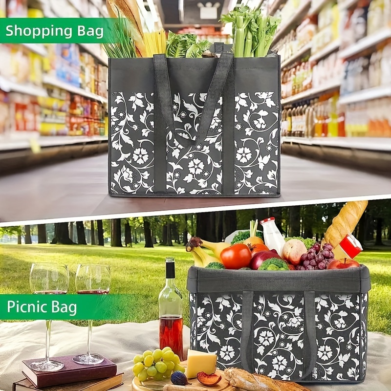 Foldable Reusable Shopping Bag Tote Bags Reinforced Handles - Temu