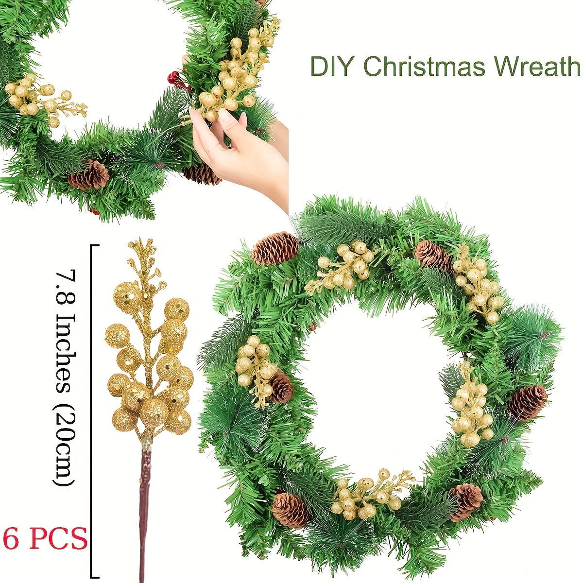 Christmas Glitter Berries Stems Artificial Christmas Picks - Temu