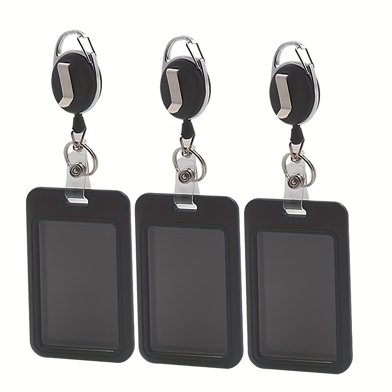 GOGO 2 Packs Plastic Rigid Badge Holder with Retractable Badge Reel  Carabiner Clip (4 pcs)-2 Pairs Black : : Office Products