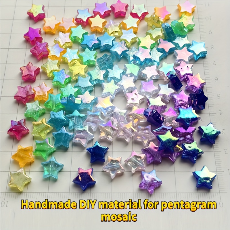 

100pcs Pentagram Mosaic Acrylic Glass Accessories Creative For Diy Inlaid Patches Decorations Jewelry Making Supplies