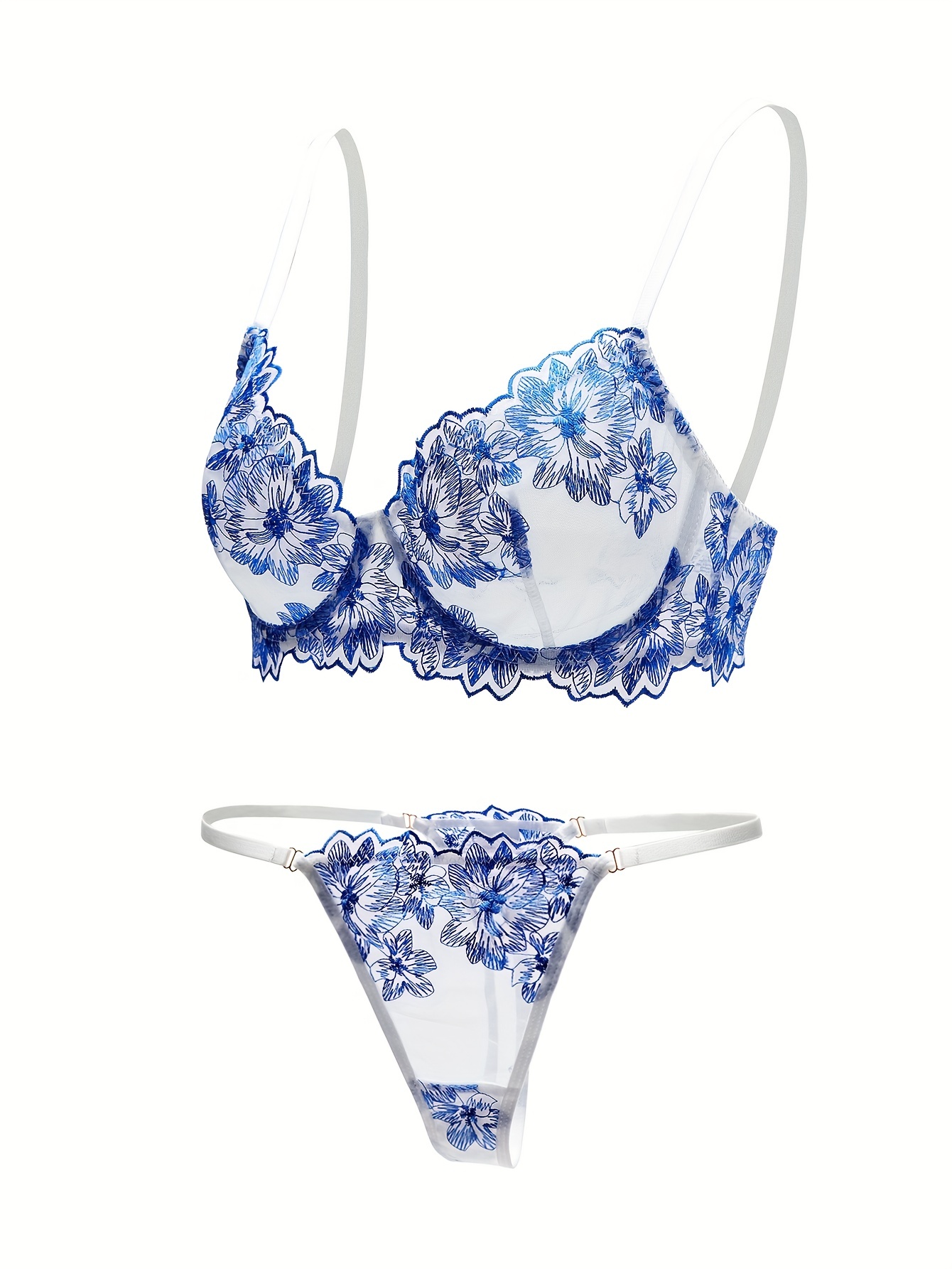 WEAREVER 100% Polyester Blue/White Floral Print Sanitary Brief