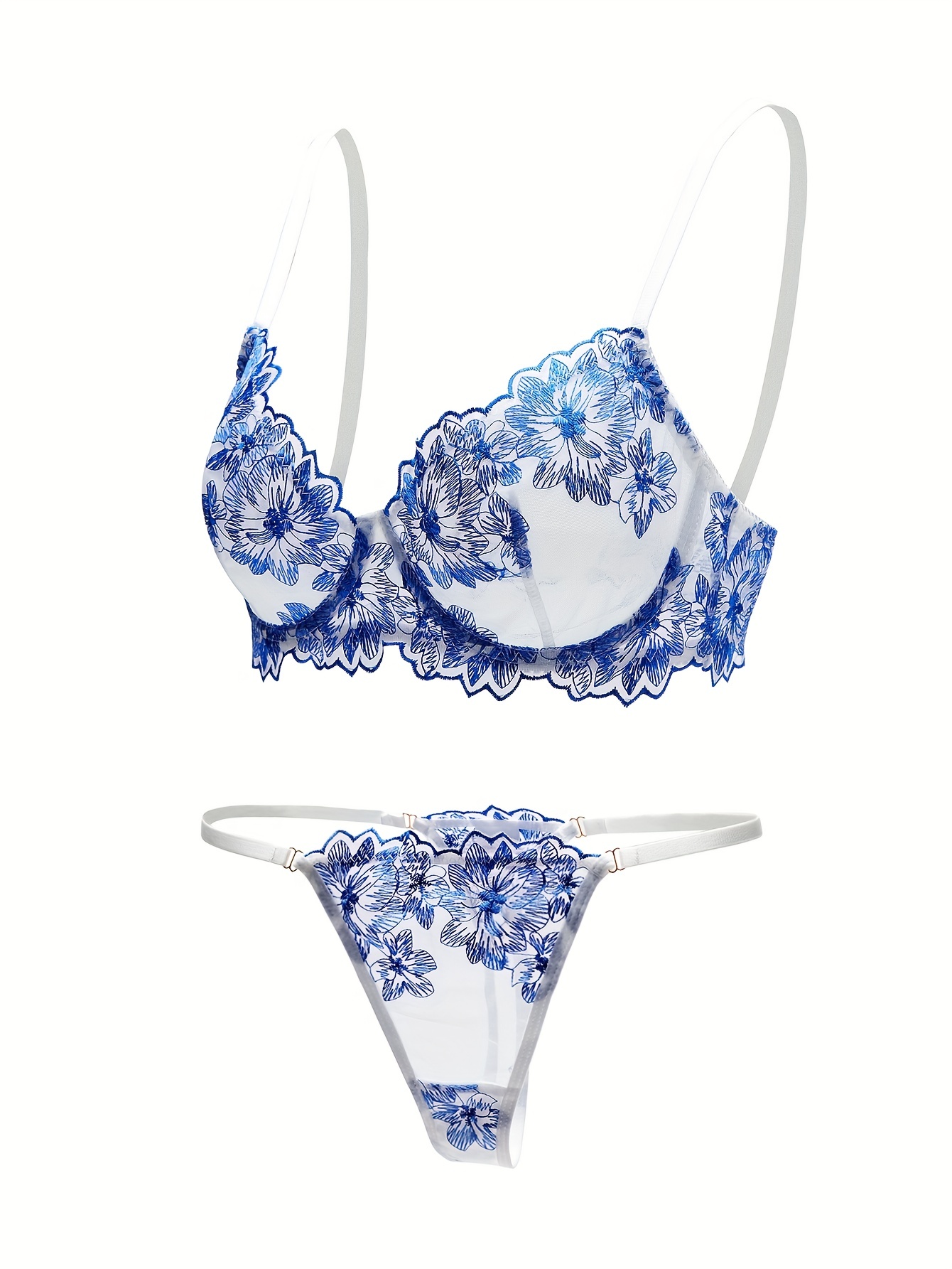 Floral Print Bra & Panties, Elegant Lightly Padded Bra & Briefs Lingerie  Set, Women's Lingerie & Underwear, Shop On Temu And Start Saving