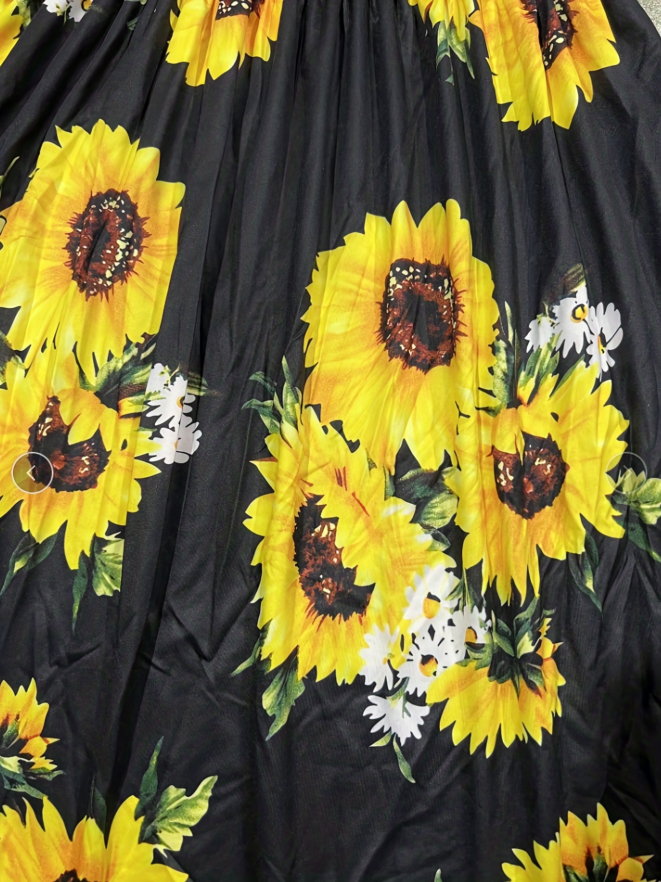 sunflower print dress vacation shoulder shirred tube dress