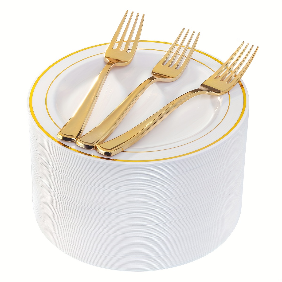 Clear disposable dessert Plates Golden Forks Perfect For - Temu