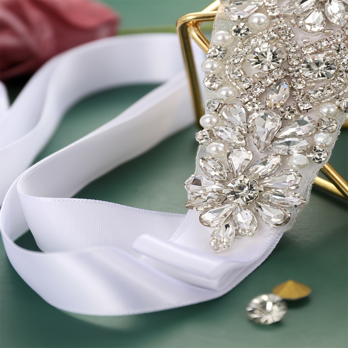 Wedding Accessories - Wedding Silver Crystal and Pearls Belt/Sash