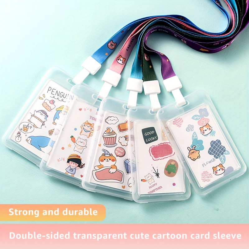 Double sided Transparent Cute Cartoon Card Protector Campus - Temu ...