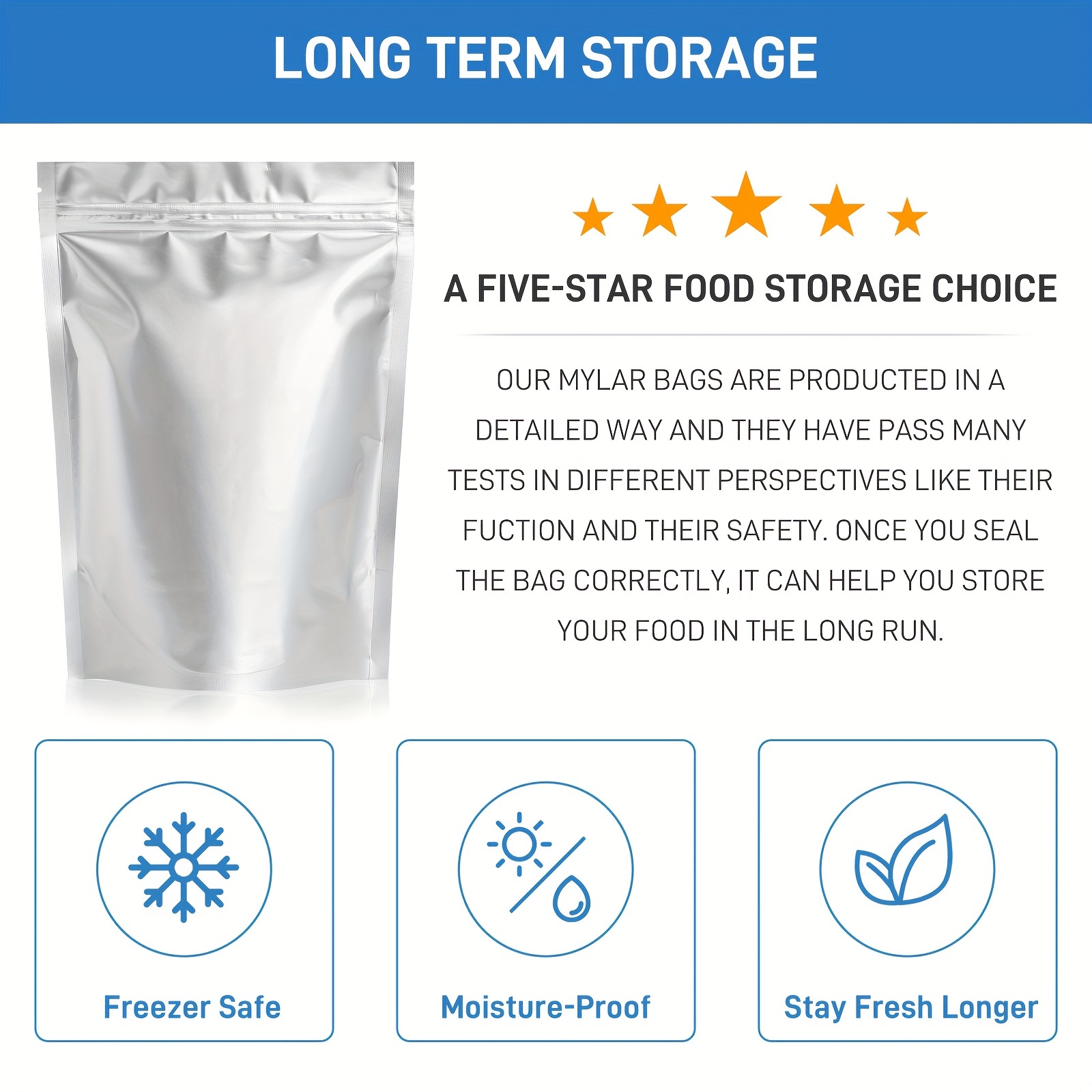 5 Gallon Mylar Bags Heavy Duty Food Storage Bags