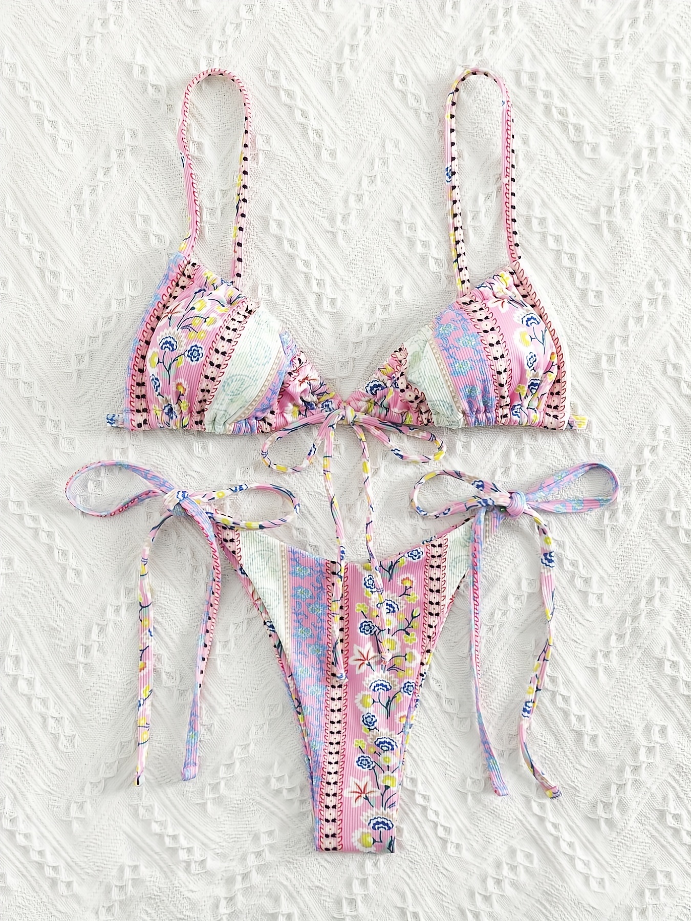 Paisley Pattern Print Tassel Design Handkerchief Bikini Set Women's  Swimsuit New