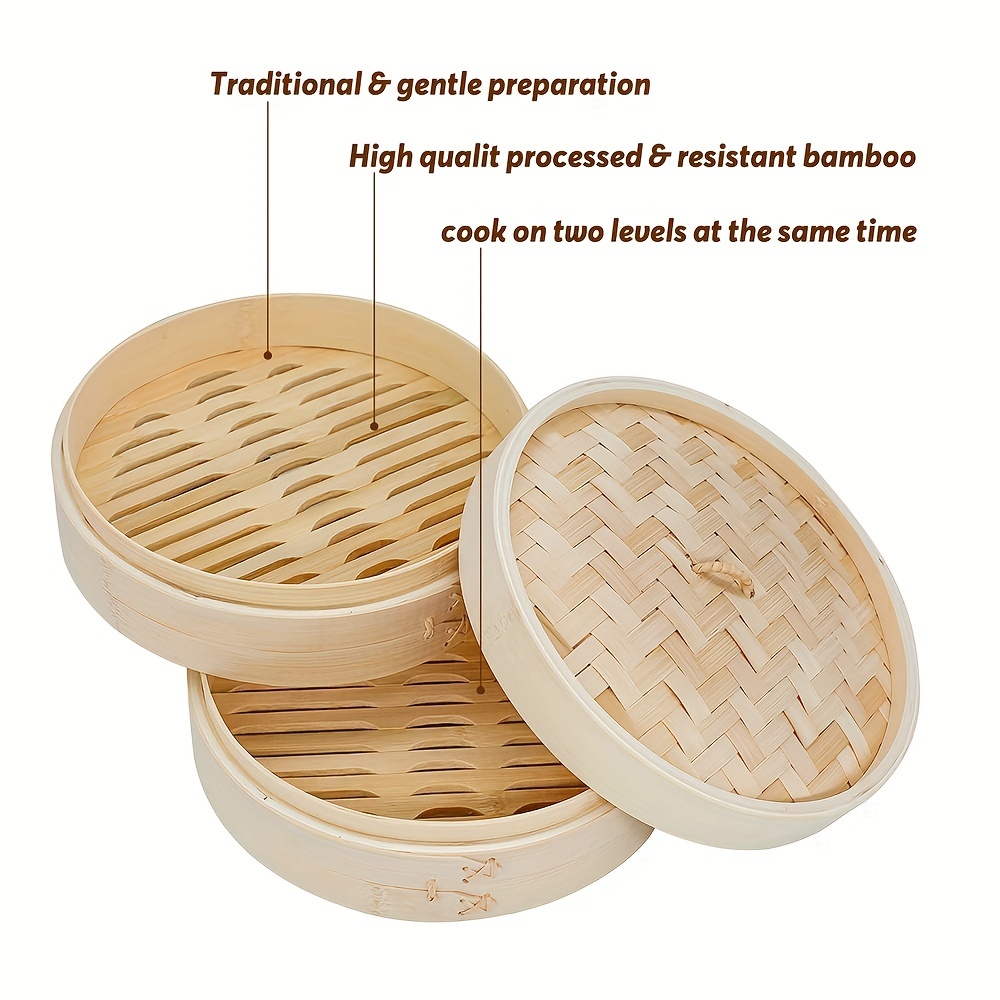 Bamboo Steamer Basket With Lid Handmade Chinese Food - Temu
