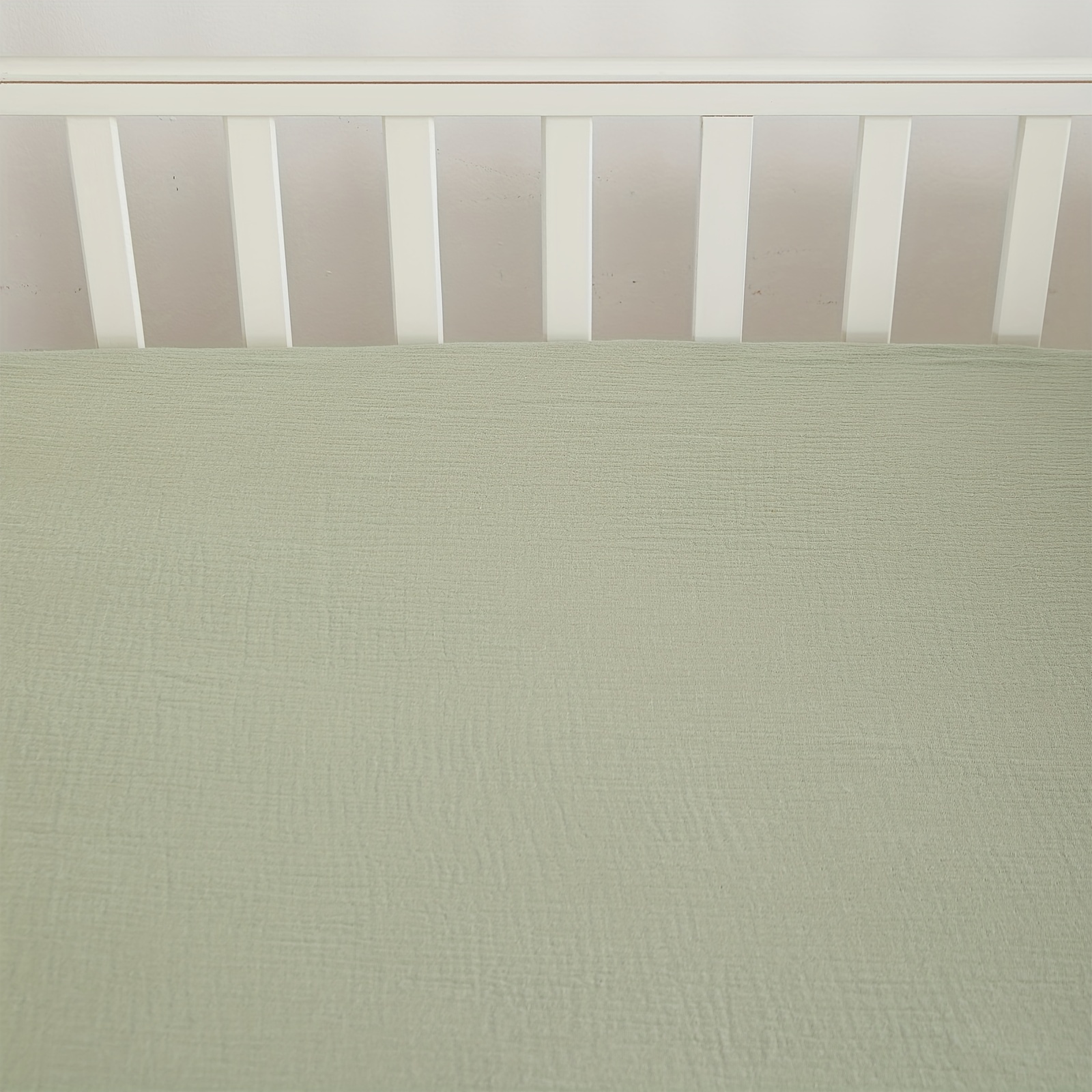 Green Bauze Fitted Sheet for Crib, 100% Cotton