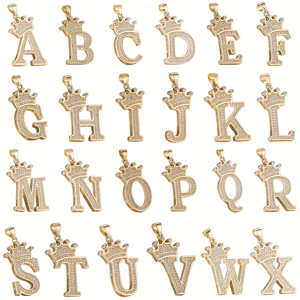 Gold Letter Pendant Charms for Jewelry Making and Crafts (Gold, 26