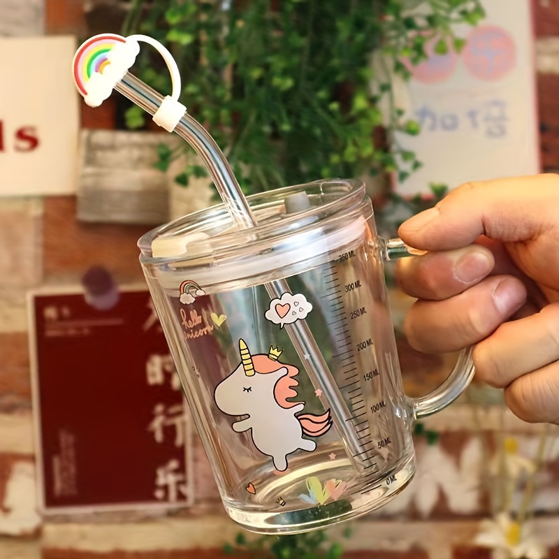 Ins Style Glass Coffee Cup With Straw Sealed Lid Cups Water Cute Water  Bottle Tea Mugs Coffee Cups Tumbler With Straw - Mugs - AliExpress