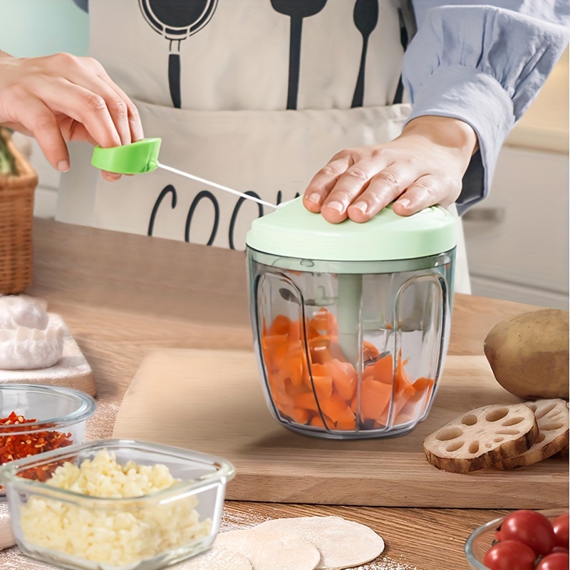 1pc Multi-Function Manual Food Chopper & Processors With Handle And Cover,  Vegetable Chopper Shredder, Garlic Press, Suitable For Onions Garlic Pepper