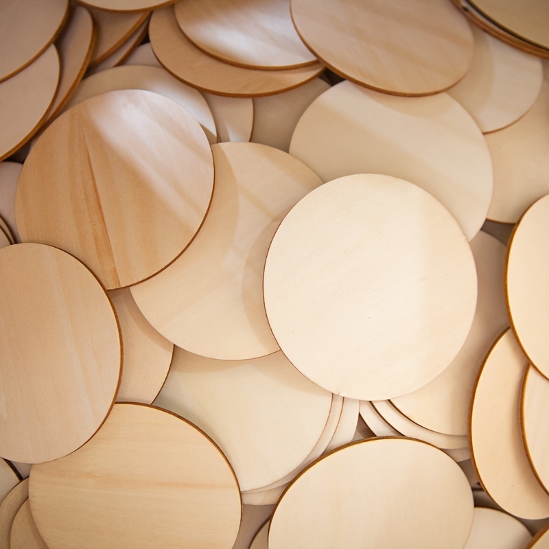 

Value Pack 100pcs The Unfinished Circular Wooden Coin With Natural Wood Chips Is About 3 Millimeters Thick, Suitable For Diy Art And Handicraft Projects