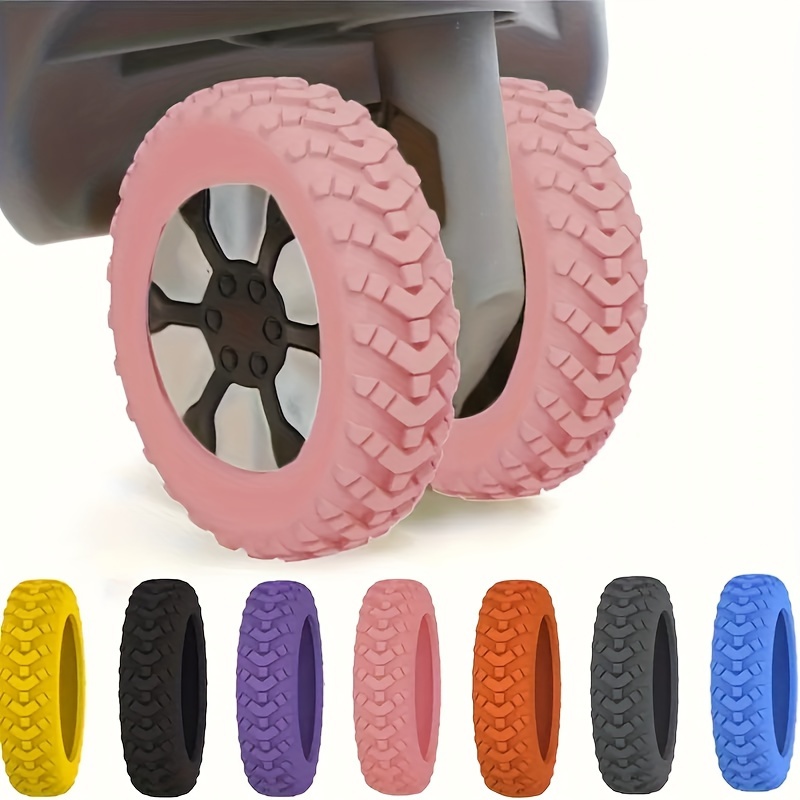 

8pcs Luggage Shock-proof Suitcase Wheels Protection Covers, Travel Accessories Useful Practical Convenient Supplies