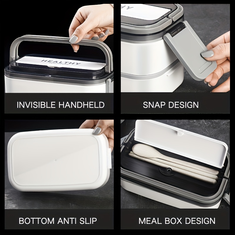Grusce Thermal Lunch Box Bento Box Set,Stackable Stainless Steel Leakproof Food Container with Spoon Chopsticks with Insulated Lunch Bag for Adults