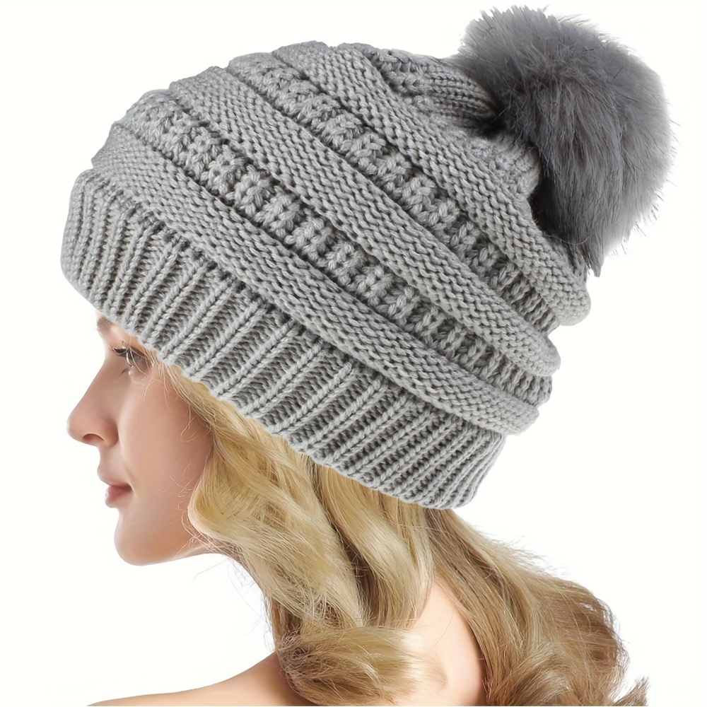 Gorro Invierno Tejido Pompones Gorros Cálidos Prueba Frío - Temu