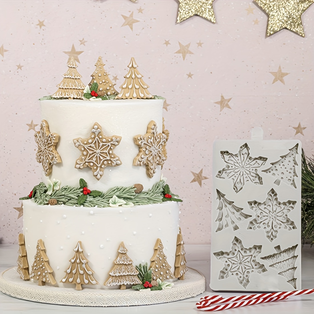 Christmas Snowflake Silicone Molds 5 Pcs, Christmas Snow Chocolate Fondant  Mold for Cake Candy Sugarcraft Cake Decoration Sugar Cupcake Topper Polymer