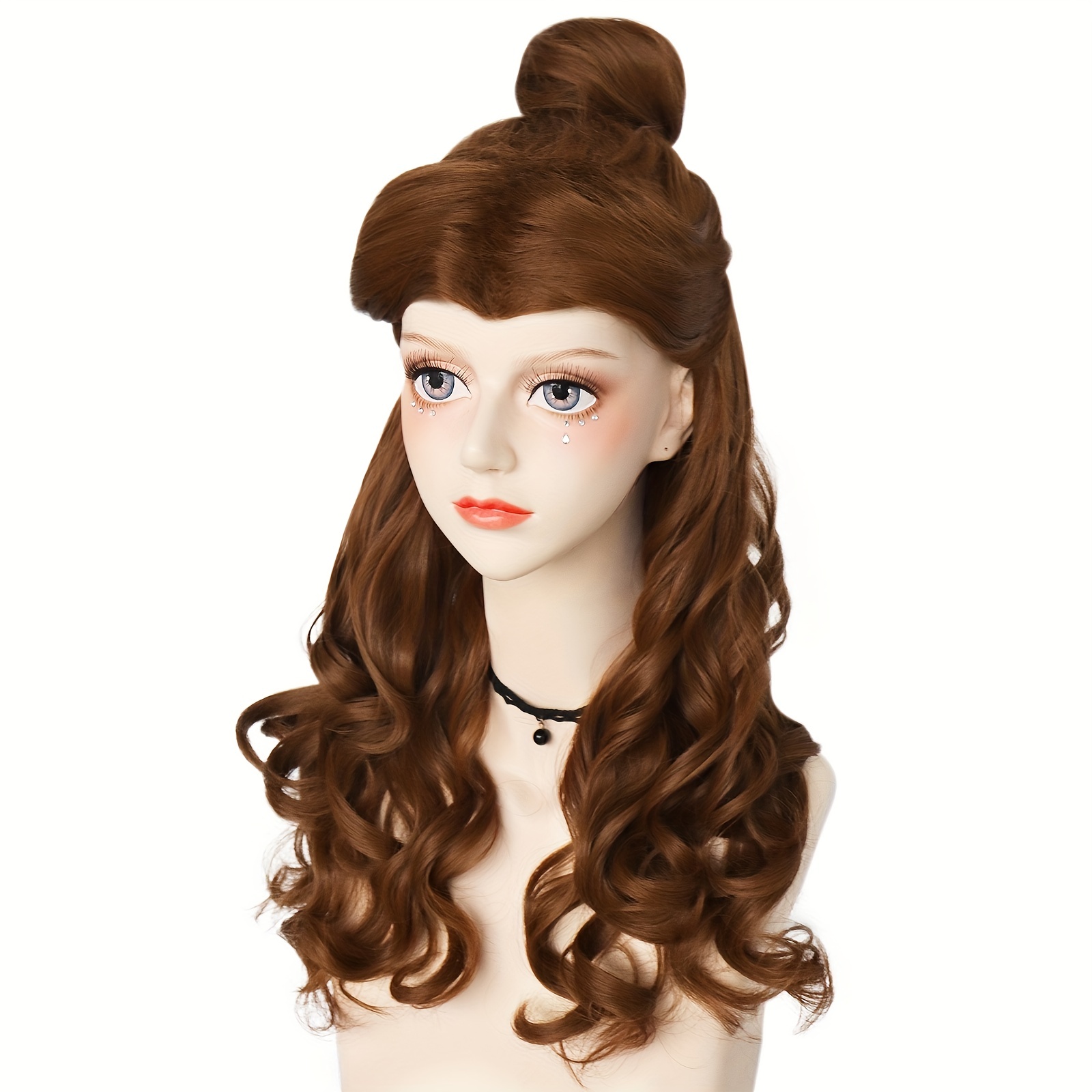 Cosplay Wigs Long Wavy Synthetic Fiber Brown Upon Hair Wigs - Temu