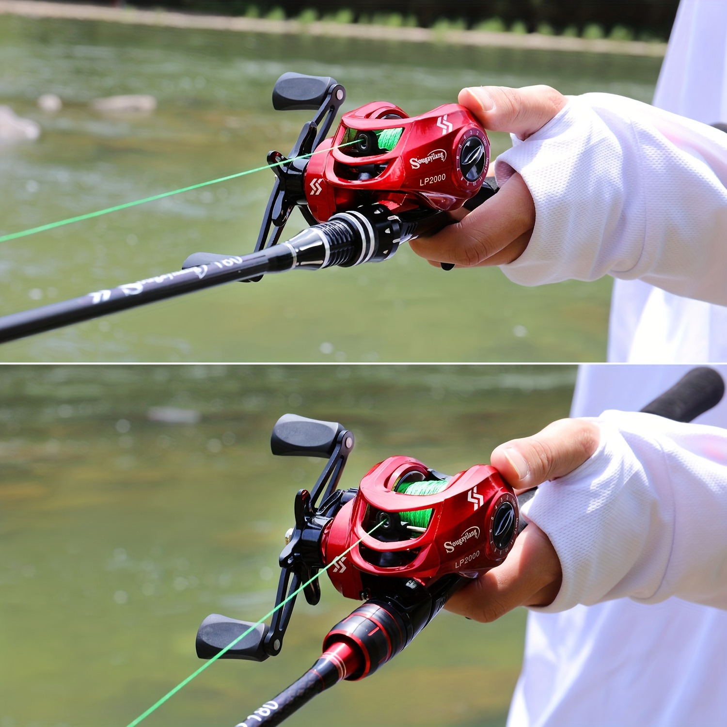 Sougayilang Fishing Rod and Reel Combo, Medium Fishing Pole with  Baitcasting Reel Combo, 2-Piece Fishing Combo Casting Rod with Left Handed  Reel 7' Medium