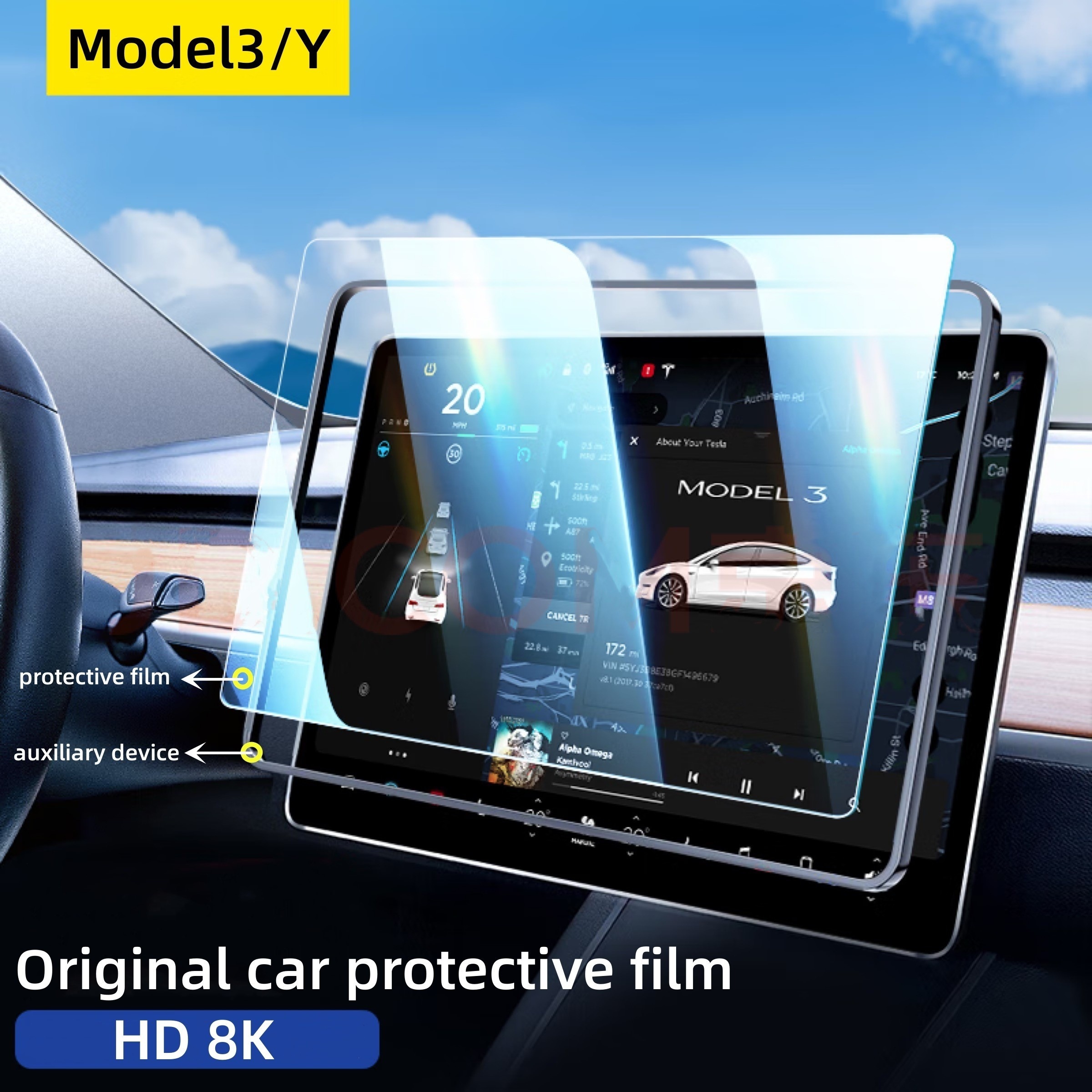 Model 3/y Screen Protector Tempered Glass Film - Temu